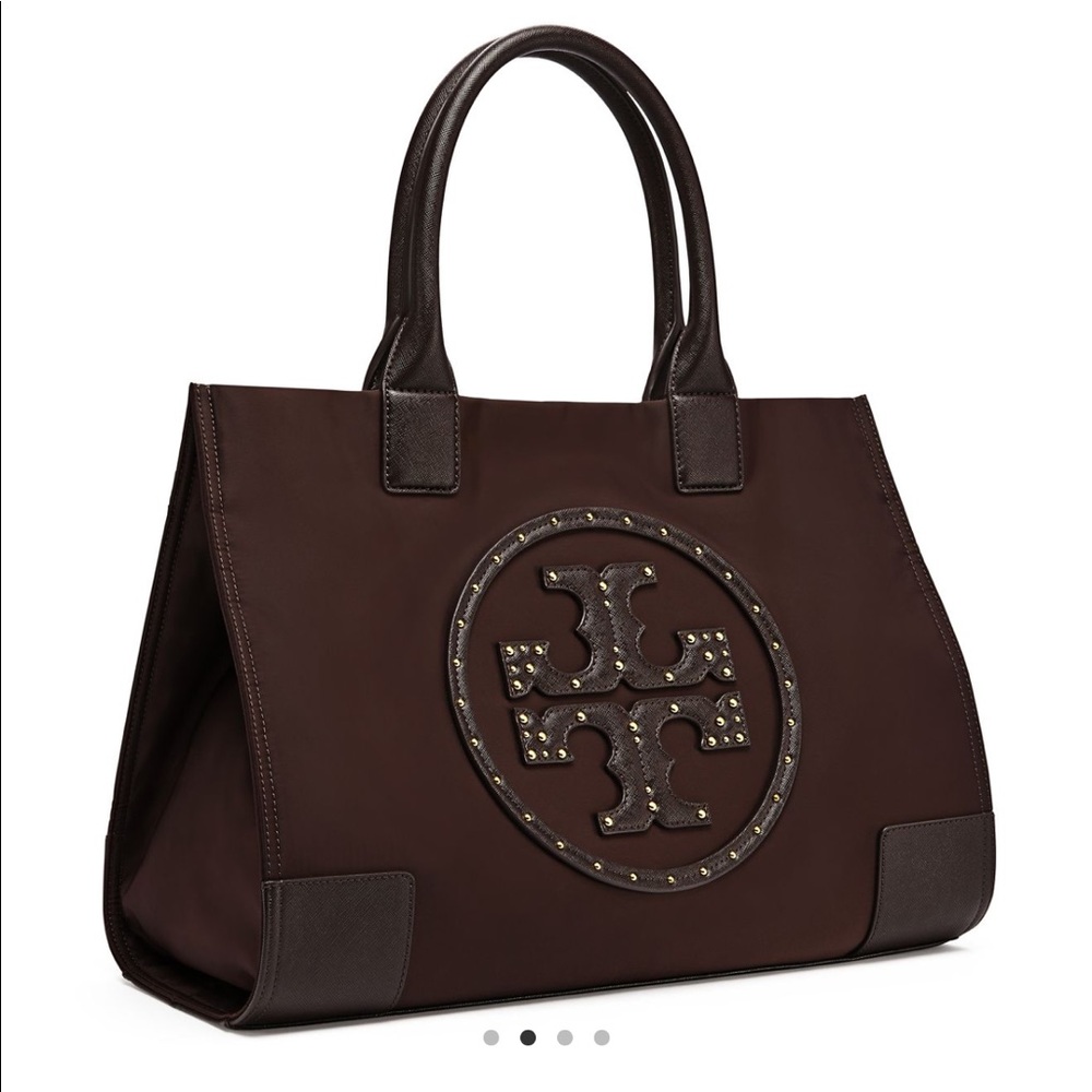 Brown tory burch ella stud tote